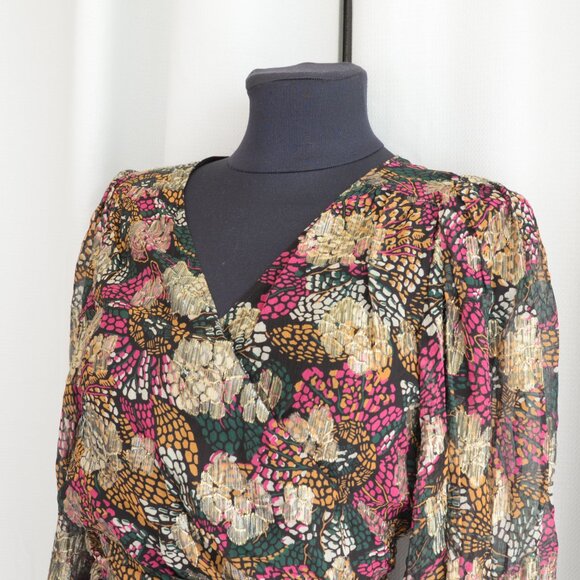 Ba&sh Leia Wrap Top Puff Sleeves Sz 4 - Picture 7 of 10